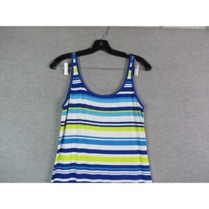 Tommy Bahama Womens Small Dress Blue Stripe Knit Maxi Sleeveless Beach‎ Coastal